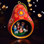 Gourd Christmas Multicolor Tree ornament with Nativity Scene