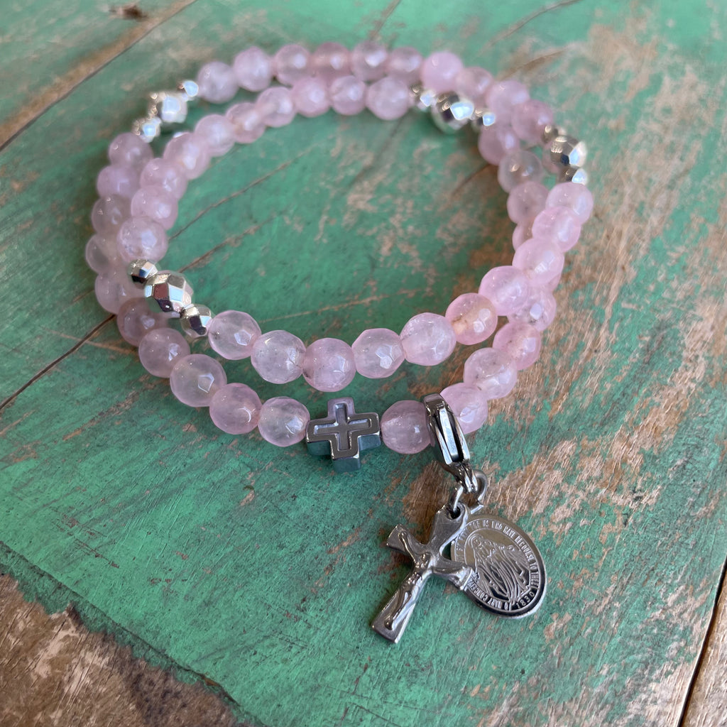 Rosary Wrap Bracelet with Gold Accents