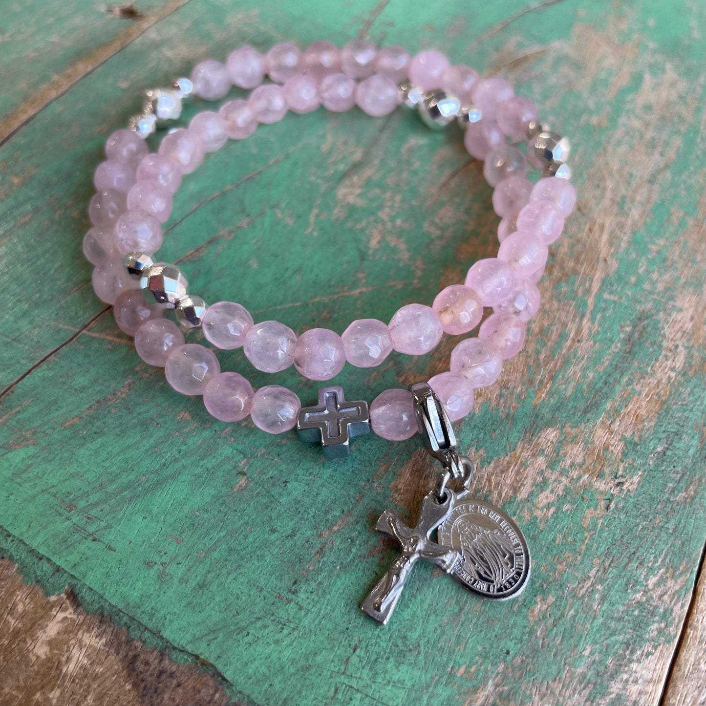 Rosary Wrap Bracelet with Gold Accents hi
