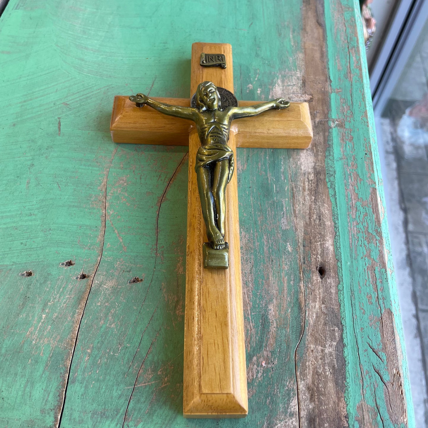 10” Oak Wood St Benedict Crucifix