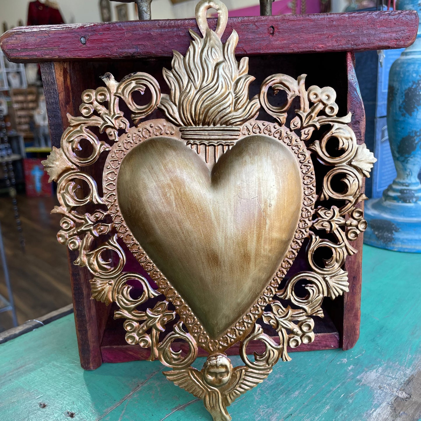 Antique Inspired Hanging Sacred Heart