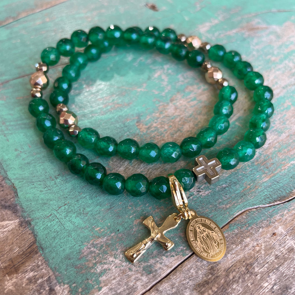 Rosary Wrap Bracelet with Gold Accents