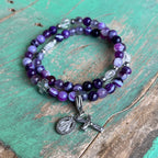 Rosary Wrap Bracelet with Silver Accents