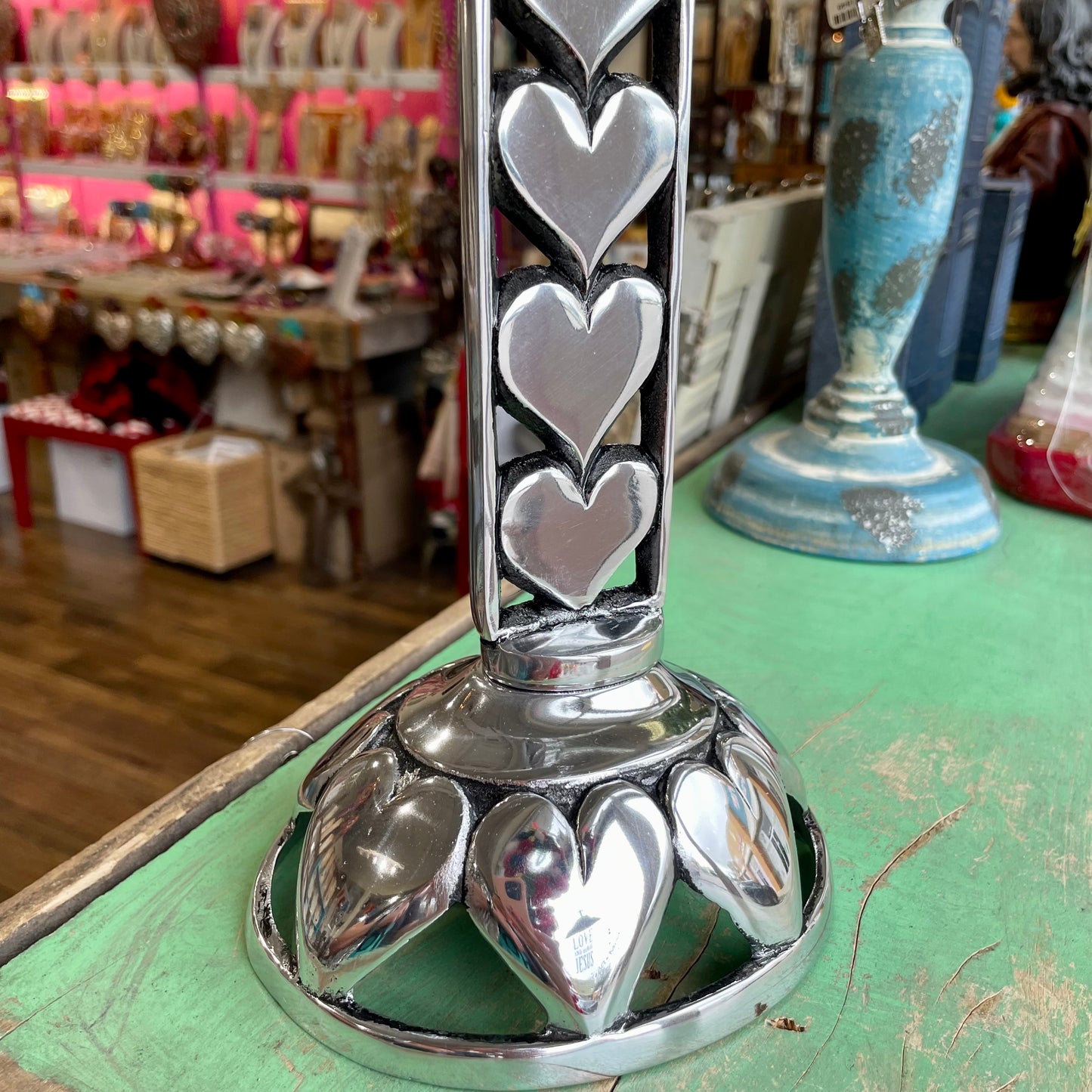 Pewter Standing Hearts Cross