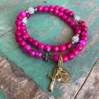 Rosary Wrap Bracelet with Gold Accents