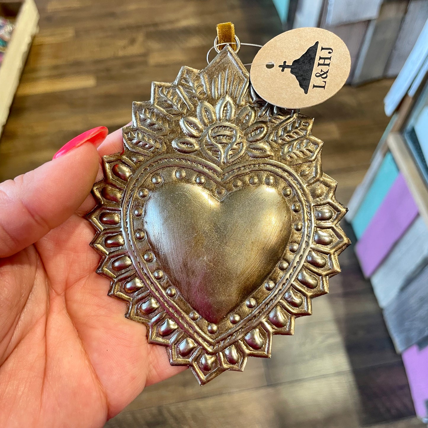 Sacred Heart Tin Ornaments