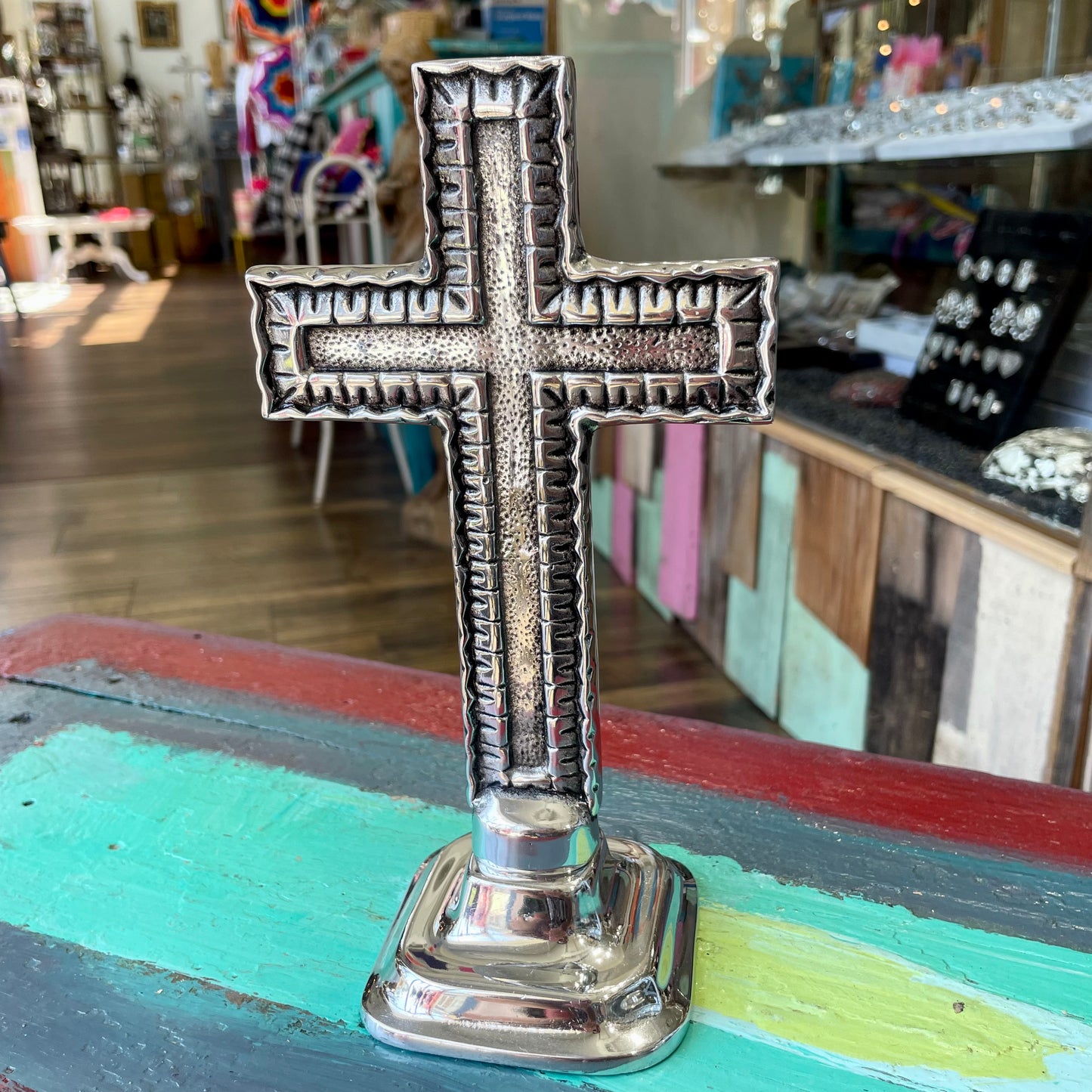 Pewter Standing 8.5” Cross