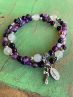 Rosary Wrap Bracelet with Silver Accents