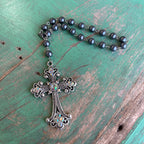 Crystal and Pearl Cross Car Blessing