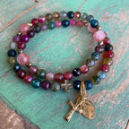 Rosary Wrap Bracelet with Gold Accents