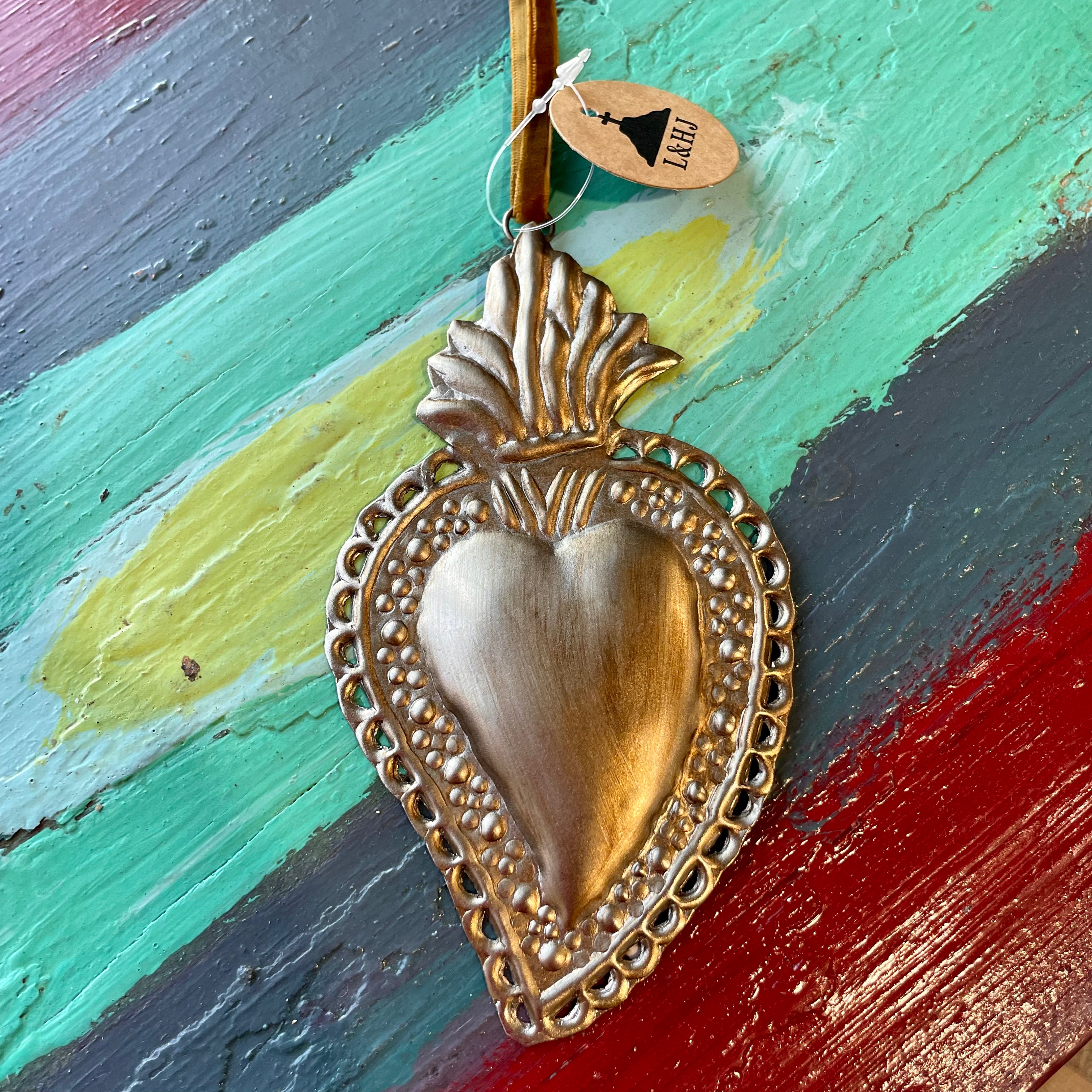 Small Sacred Heart Tin Ornament