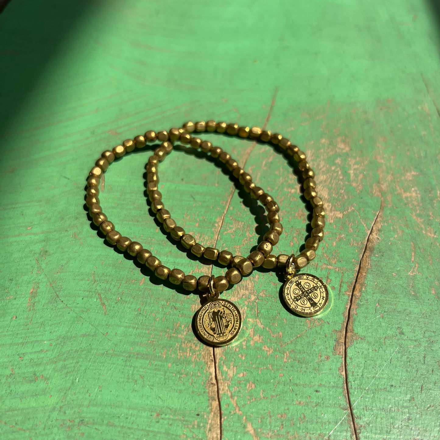 Mini Brass Beaded Faith Bracelet