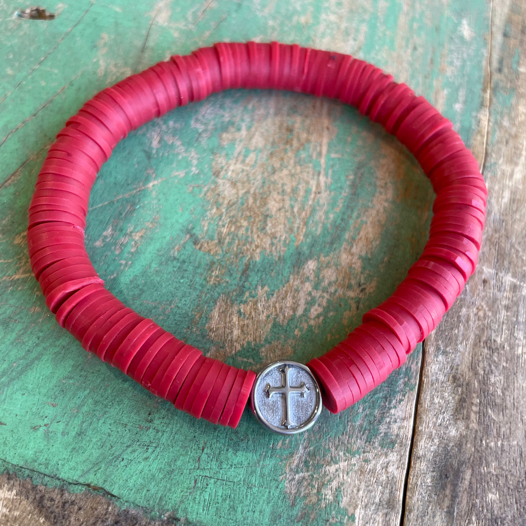 Men’s Heishi Cross Bracelet