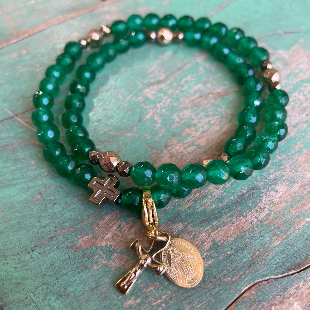 Rosary Wrap Bracelet with Gold Accents