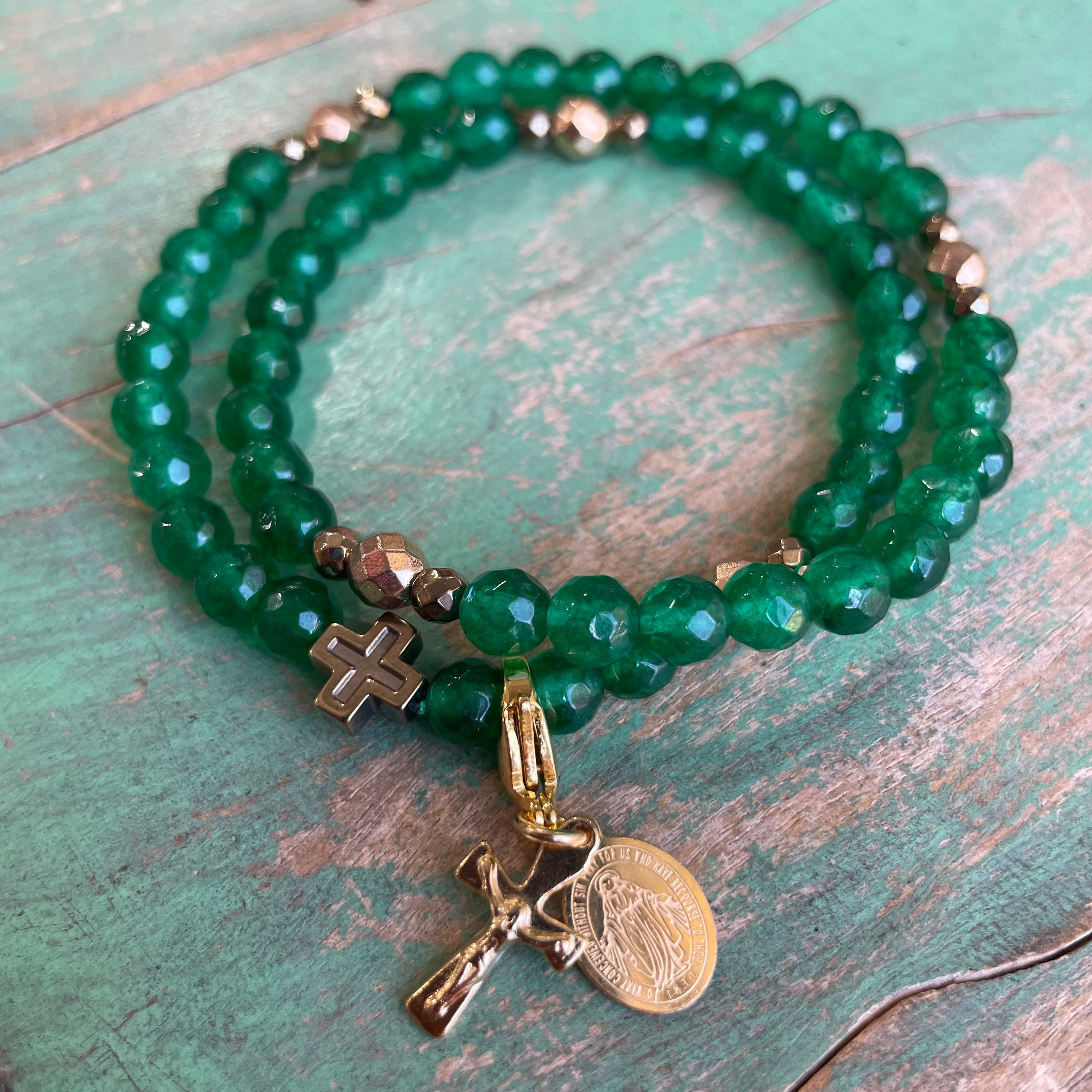 Rosary Wrap Bracelet with Gold Accents