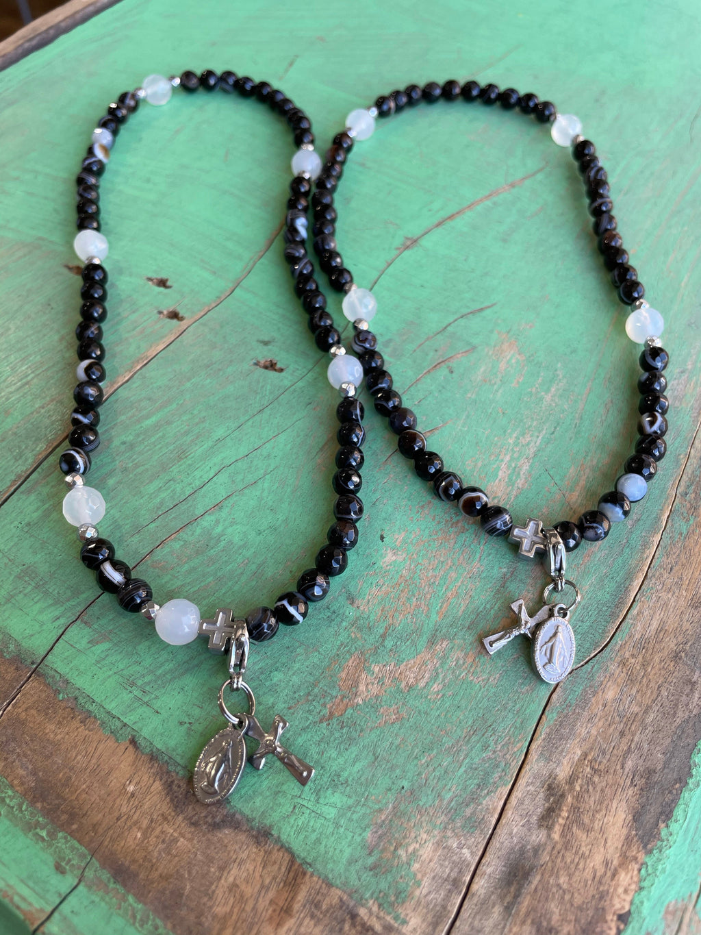 Rosary Wrap Bracelet with Silver Accents