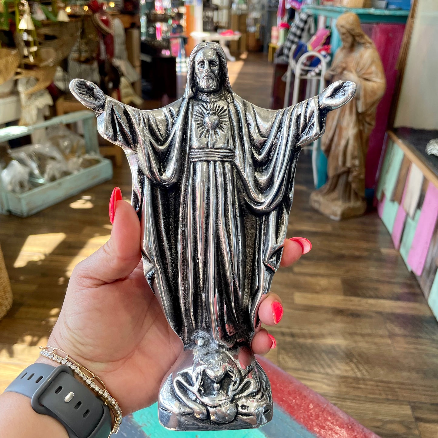 Pewter Sacred Heart of Jesus Statue