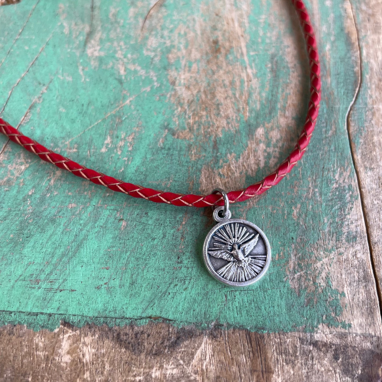 Leather Cord Holy Spirit Necklace