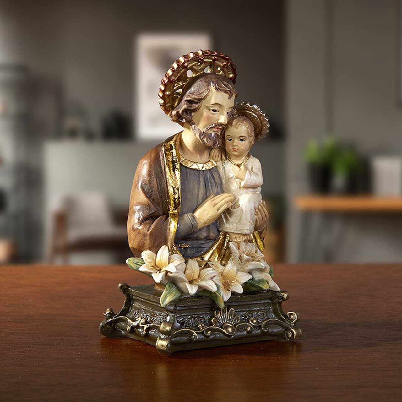 8" St Joseph with Child Statue