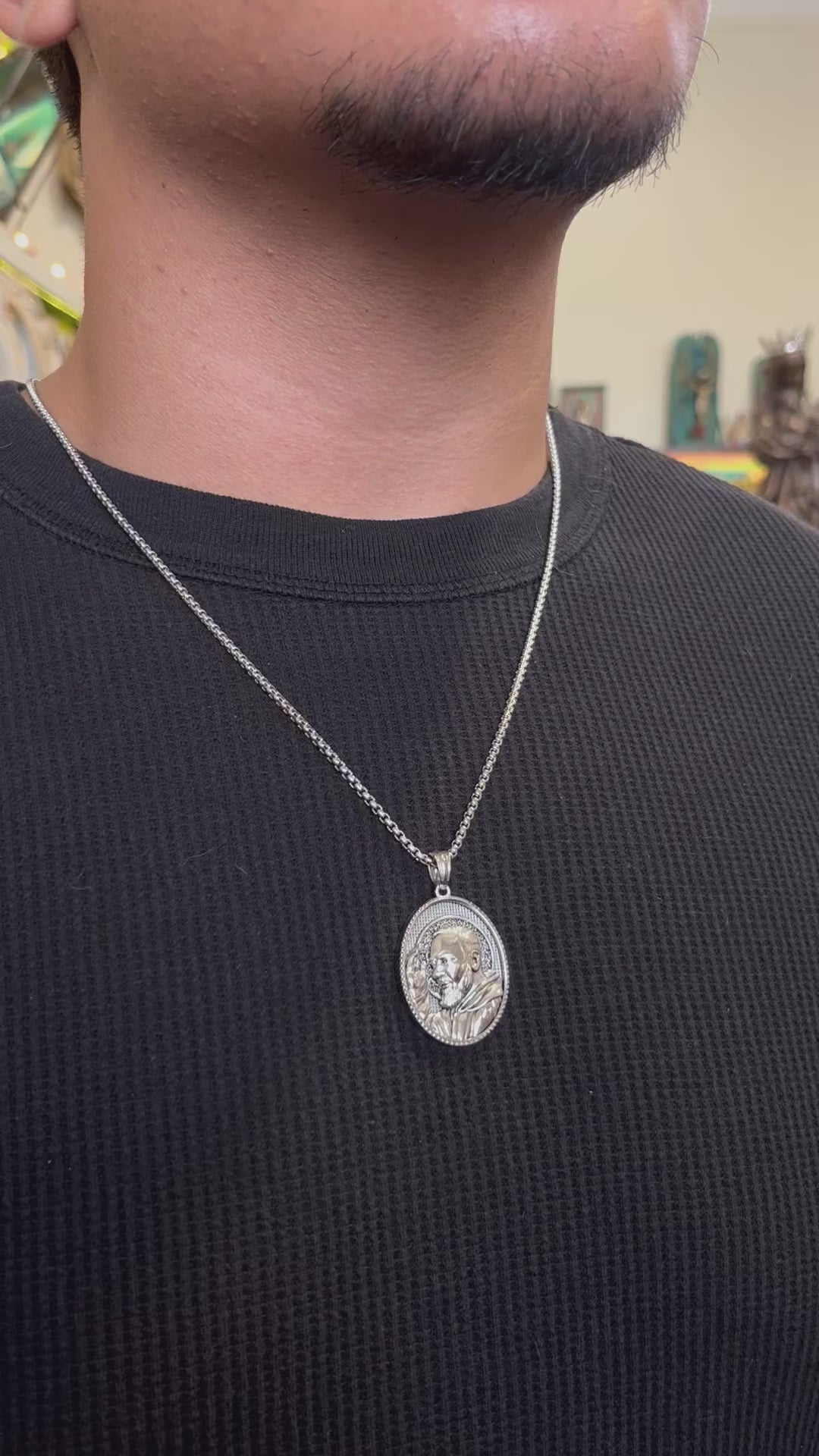 Stainless Steel Padre Pio Chain Necklace