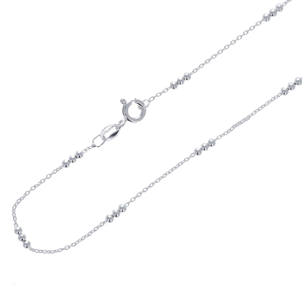 Sterling Silver Chain with Triple Bead Stations