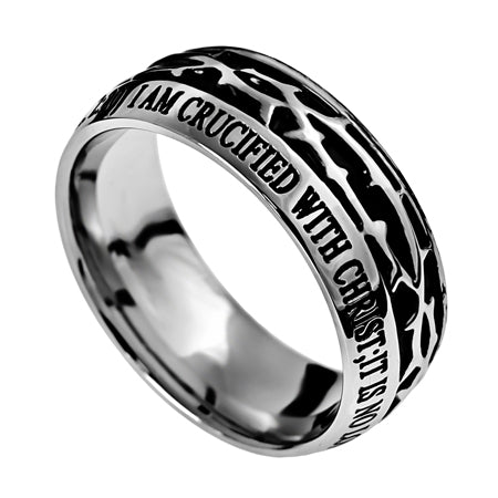Crown of Thorns Ring "Christ Lives in Me"