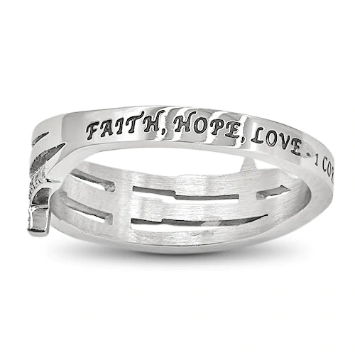 Trinity Cross Faith Hope Love Ring