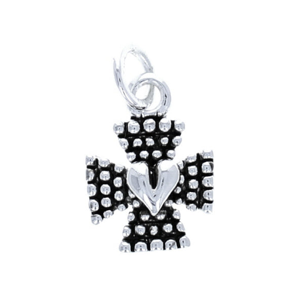 Beaded Love Cross Sterling Silver Charm