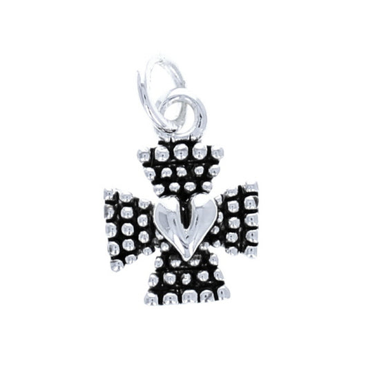 Beaded Love Cross Sterling Silver Charm