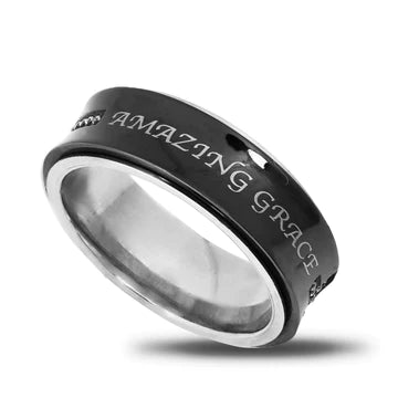 Amazing Grace Black Spinner Ring