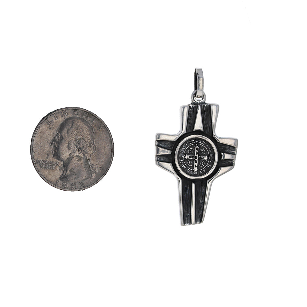 Sterling Silver St Benedict Artisan Cross