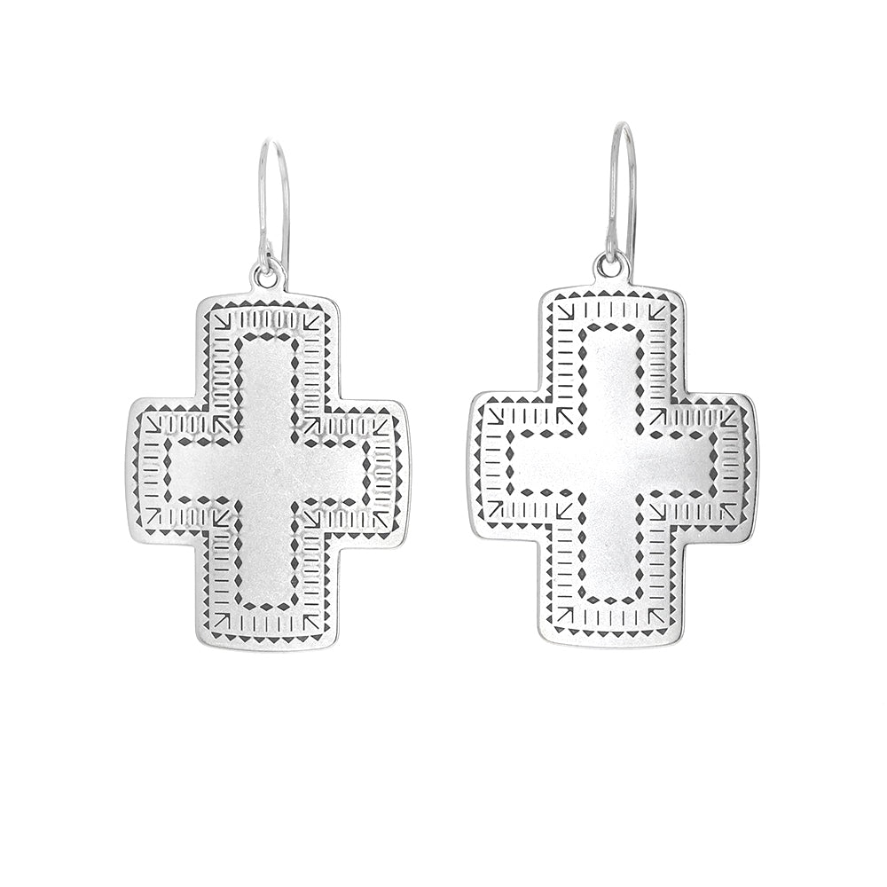 Sterling Silver Southwest Cross Earrings or Necklace Set