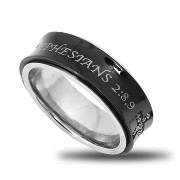 Amazing Grace Black Spinner Ring