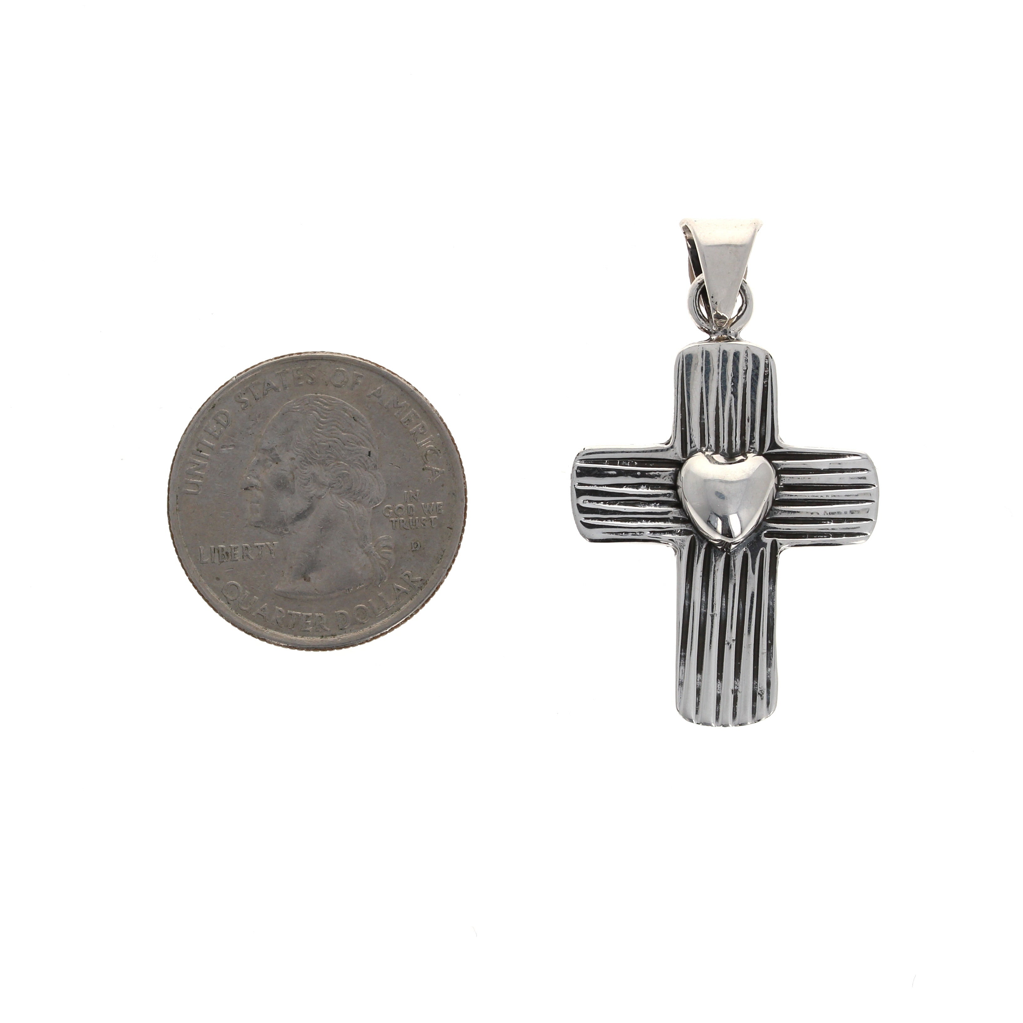 Sterling Silver Cross with Heart