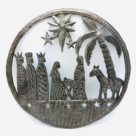 Round Nativity Wall Hanging with Stars