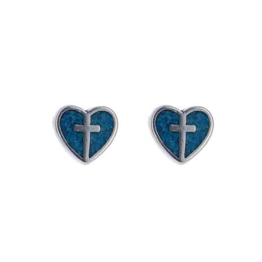 Turquoise Cross My Heart Earrings