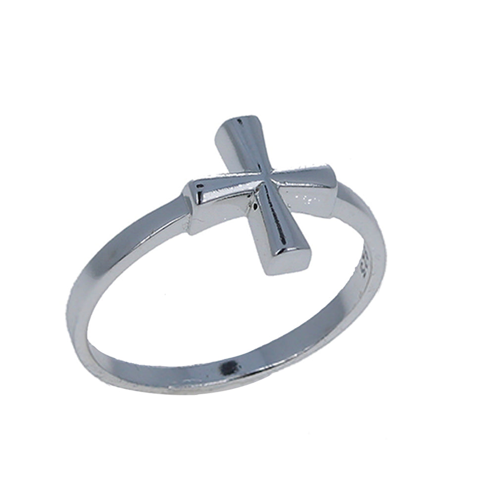 Sterling Silver Simple Sleek Cross Ring