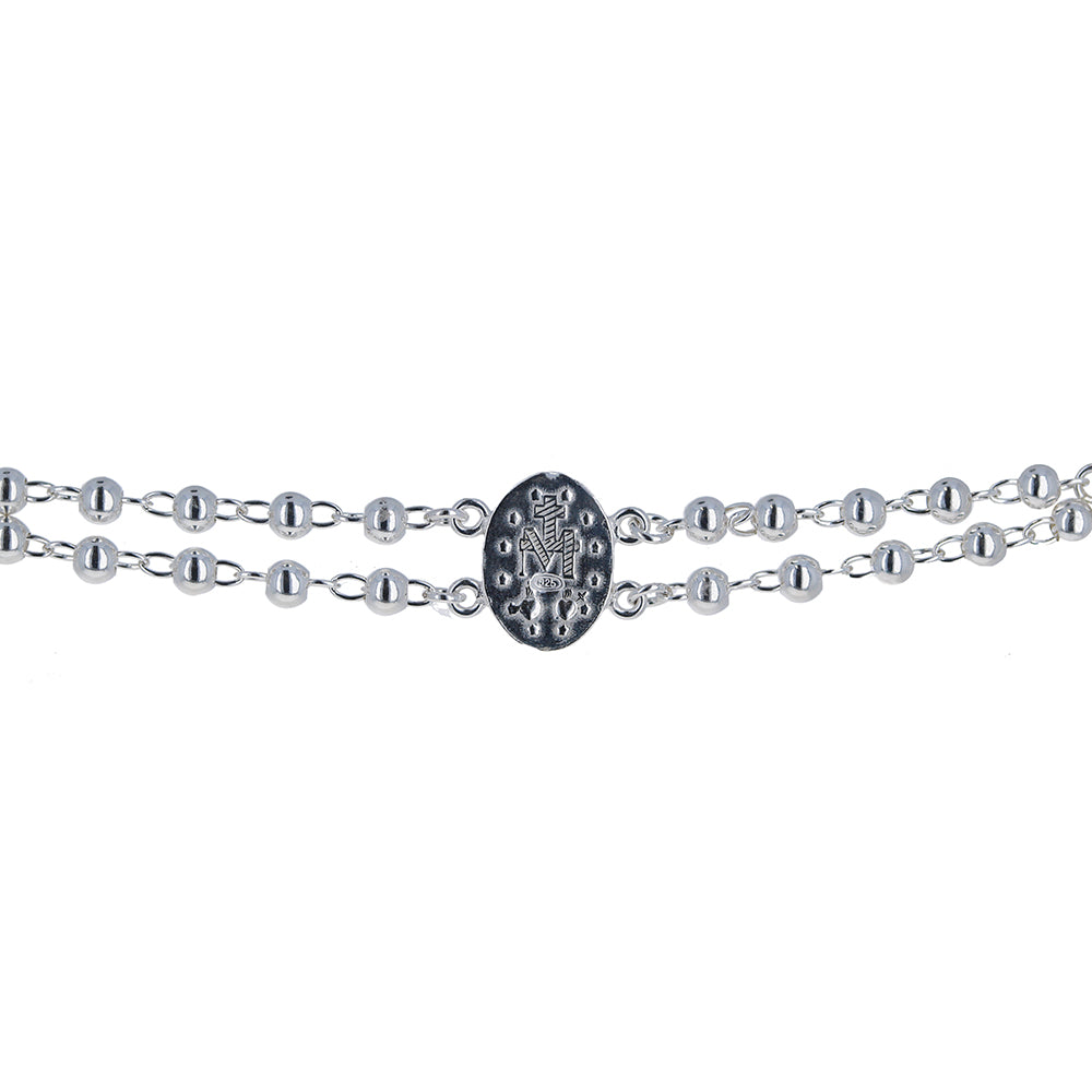 Sterling Silver Rosary Inspired Bracelet