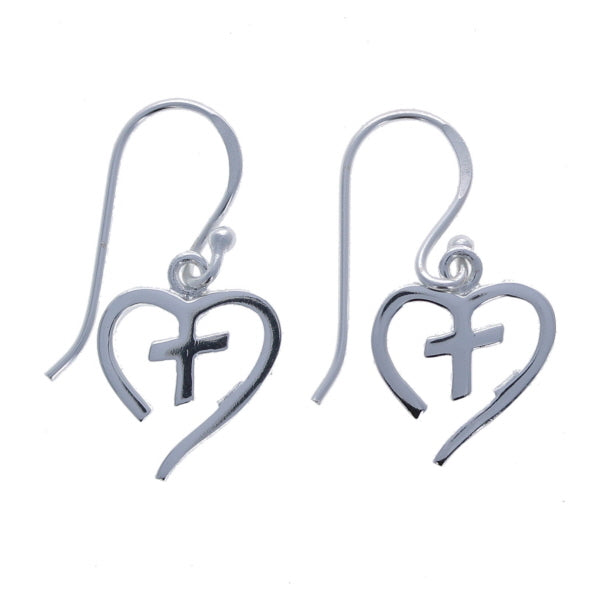 Sterling Silver Cross My Heart Earrings