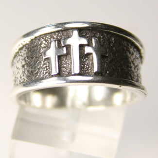 Sterling Silver Three Cross Band Ring
