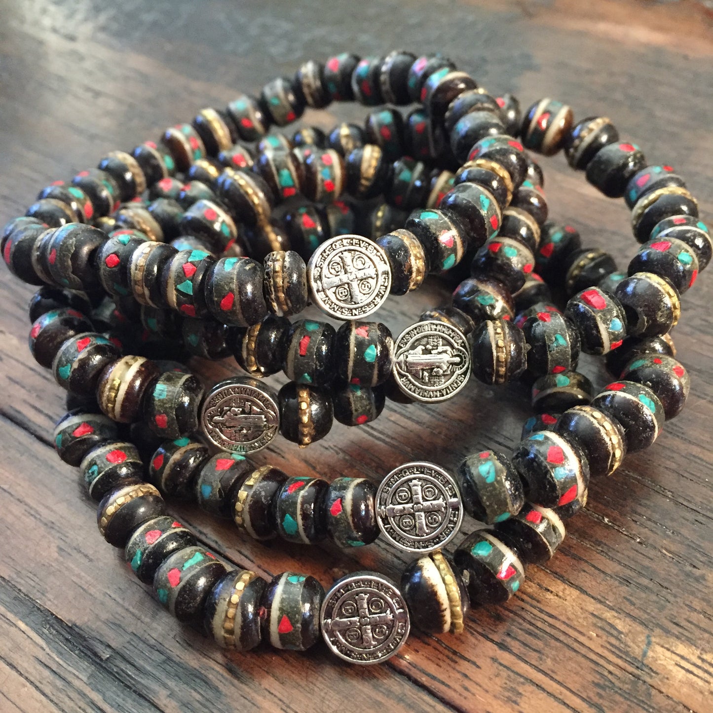 Men of Faith St. Benedict Black Prayer Bead Bracelets