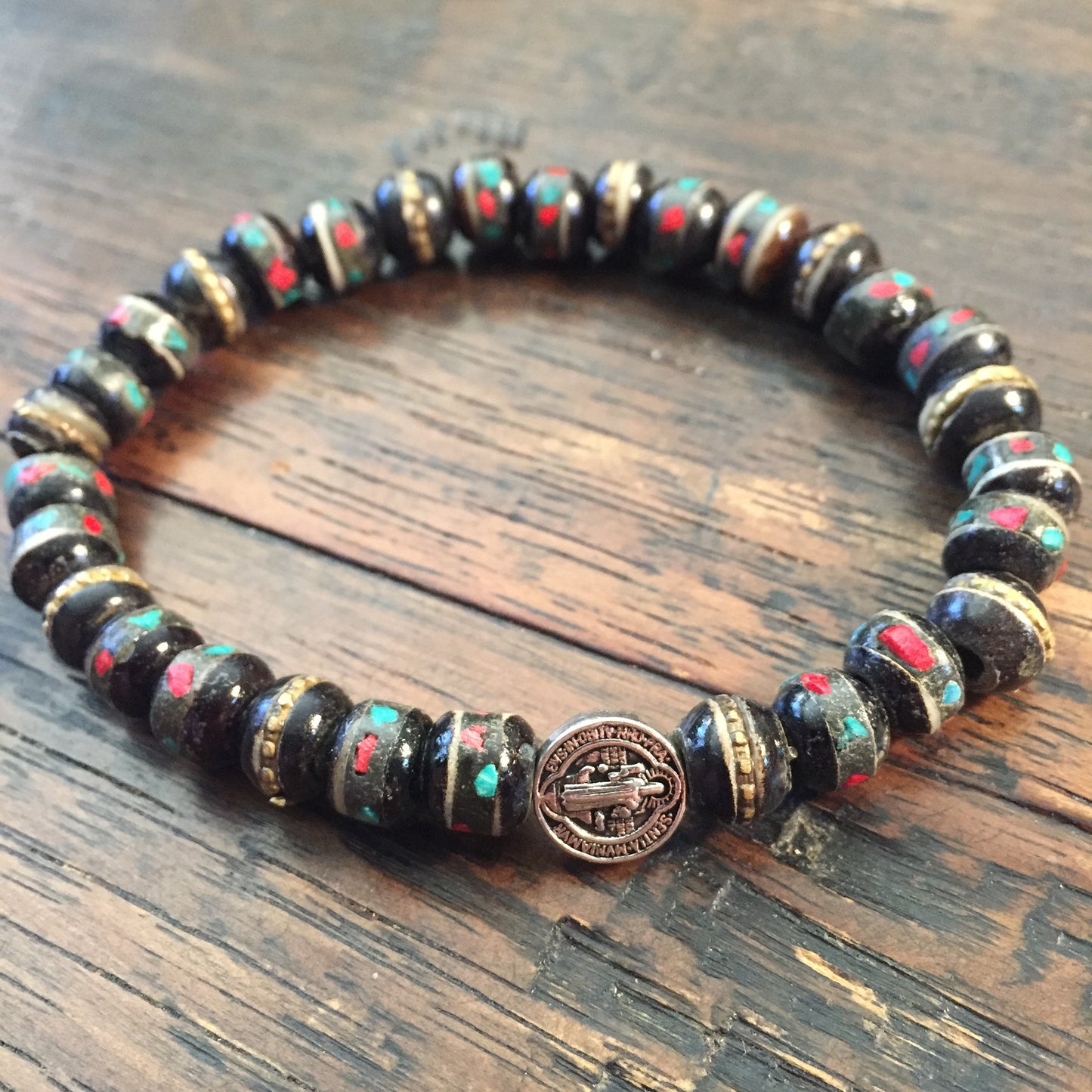 Men of Faith St. Benedict Black Prayer Bead Bracelets