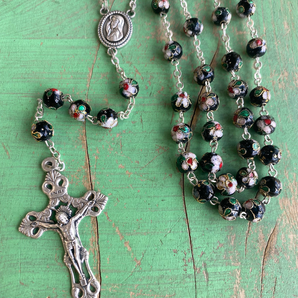 Cloisonne Floral 8MM Rosary