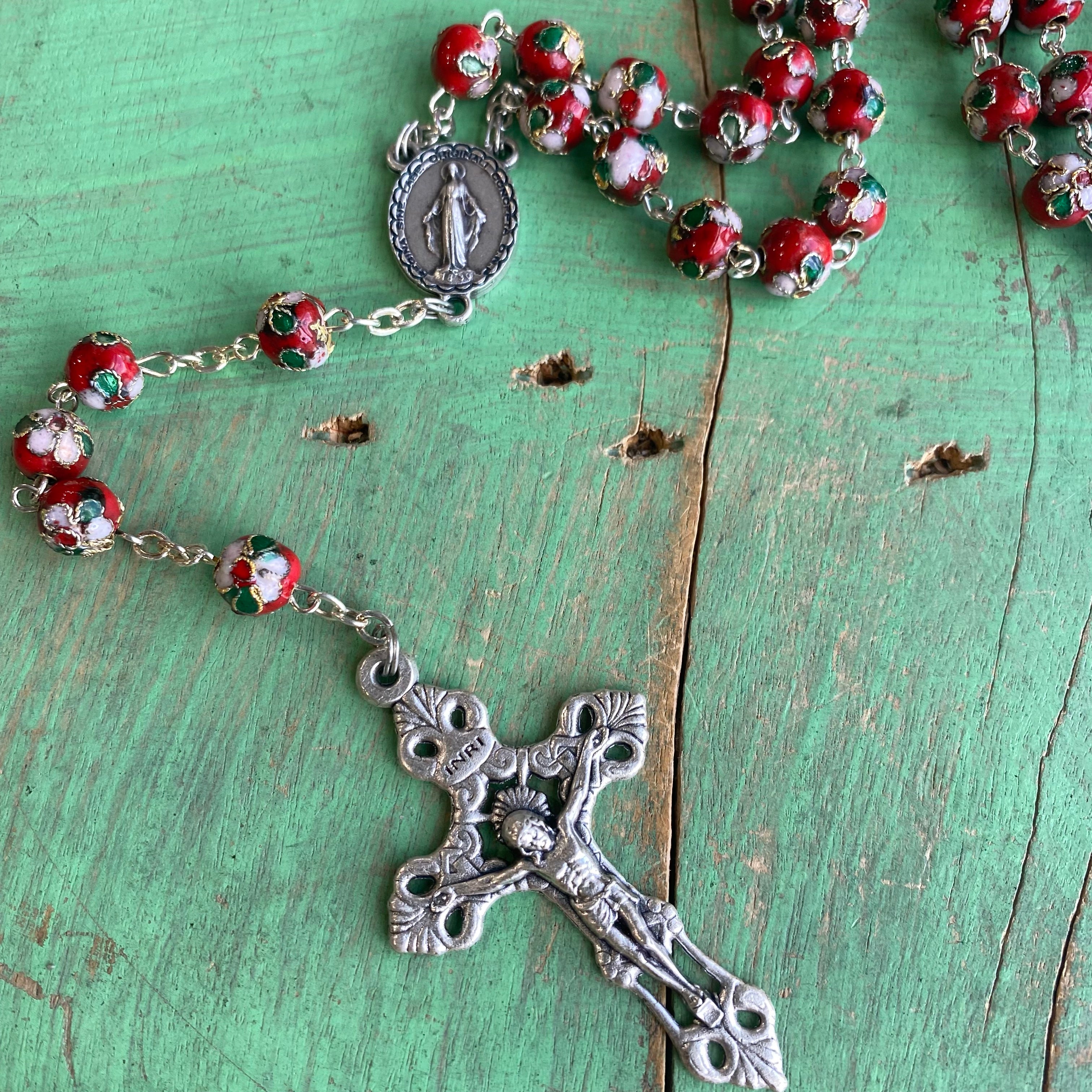 Cloisonne Floral 8MM Rosary