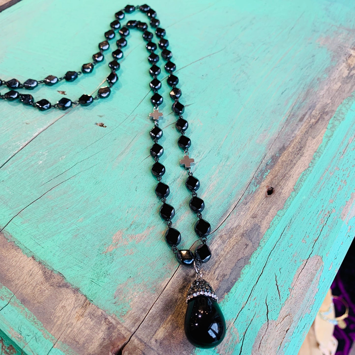 Drop and Cross Necklace