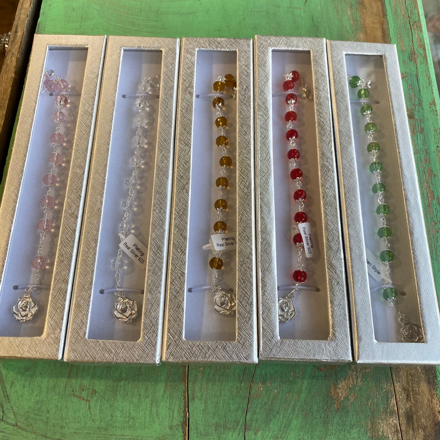 Boxed Crystal Rosary Bracelet