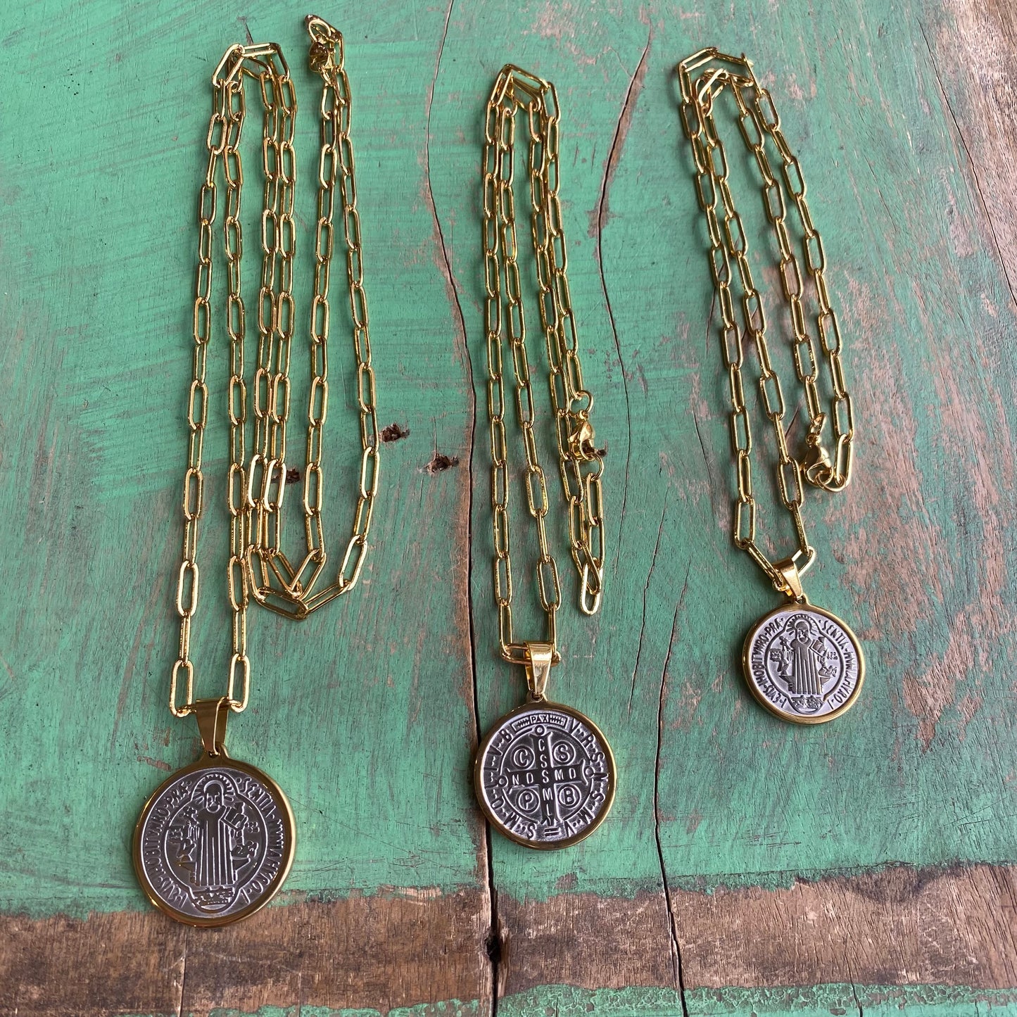 Two-Tone St Benedict Paperclip Necklace