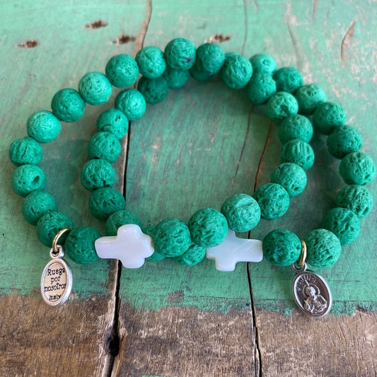 St Jude Green Lava Bracelet