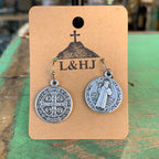 Italian Medal St Benedict Earrings