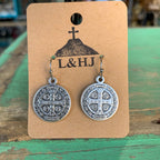 Italian Medal St Benedict Earrings